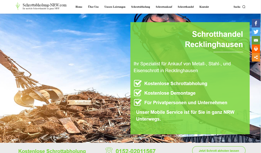 Schrotthändler Recklinghausen bietet Schrottankauf für private und gewerbliche Kunden